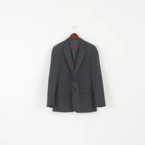 Jaeger Men 42 Blazer Charcoal Wool Mayfair Single Breasted Shoulder Pads Jacket