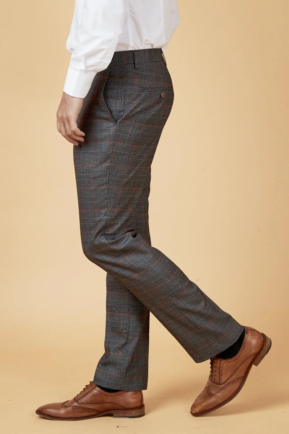 JENSON - Grey Check Suit with Double Breasted Waistcoat