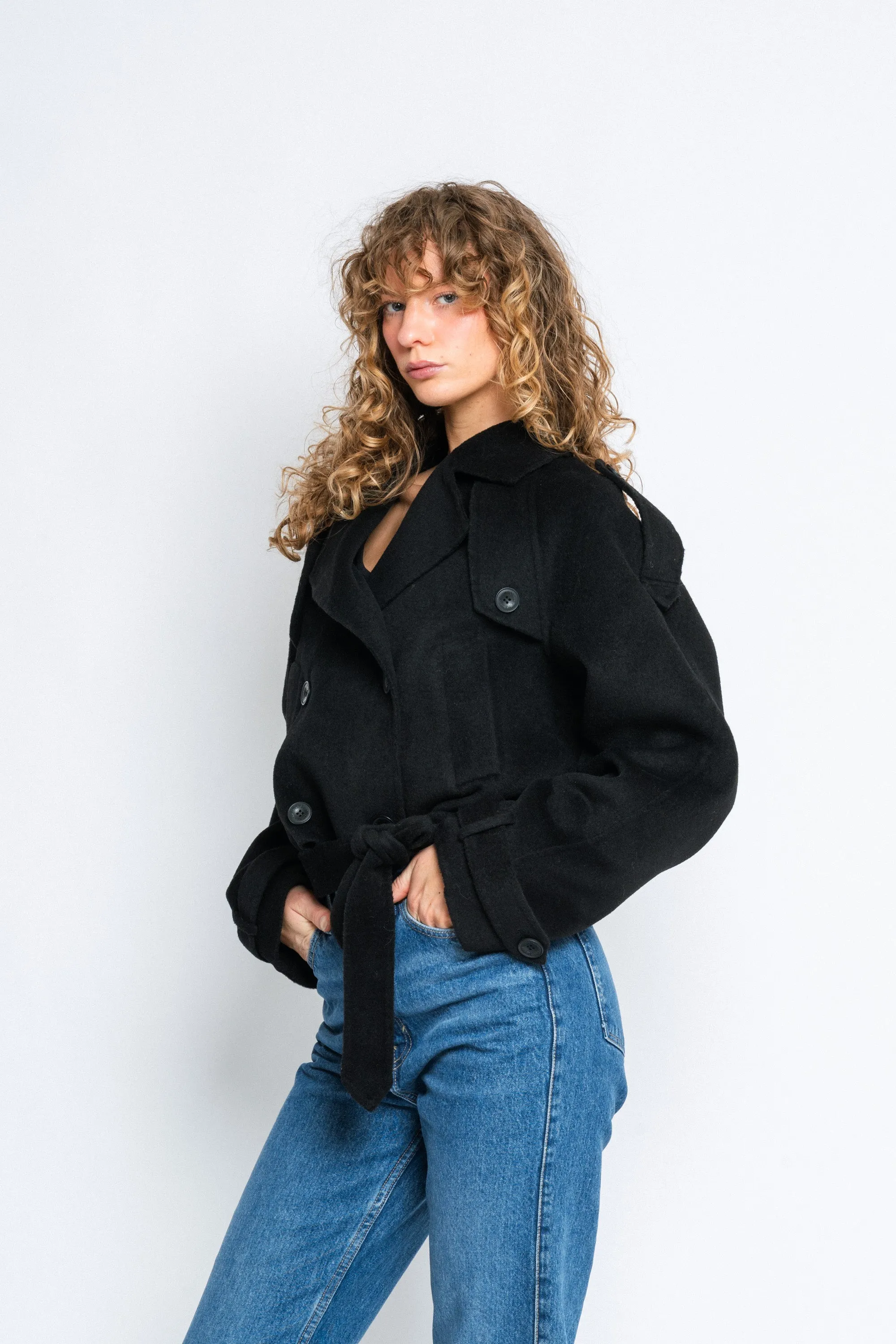 John Wool Trench Jacket - Black