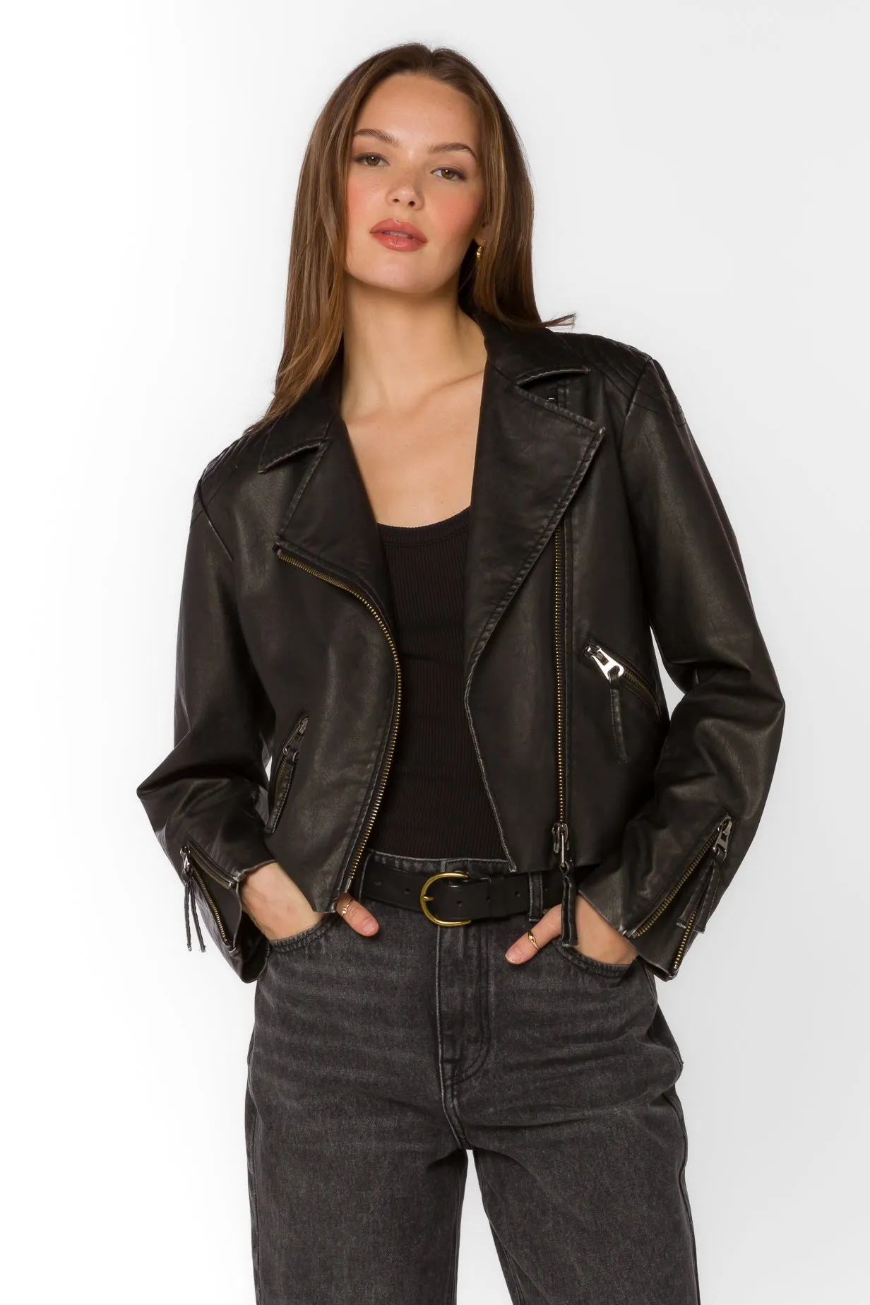 Kenwood Black Vegan Leather Jacket