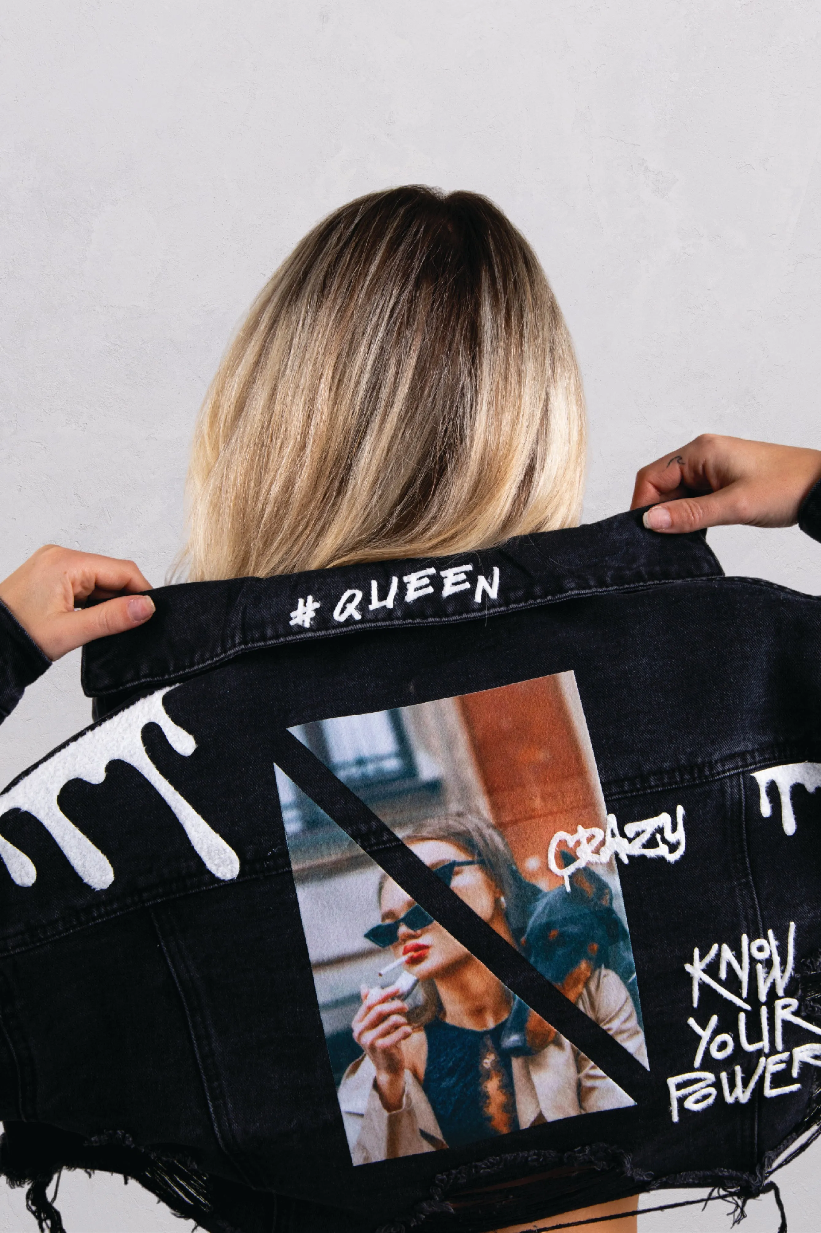 KNOW YOUR POWER Crop Denim Jacket