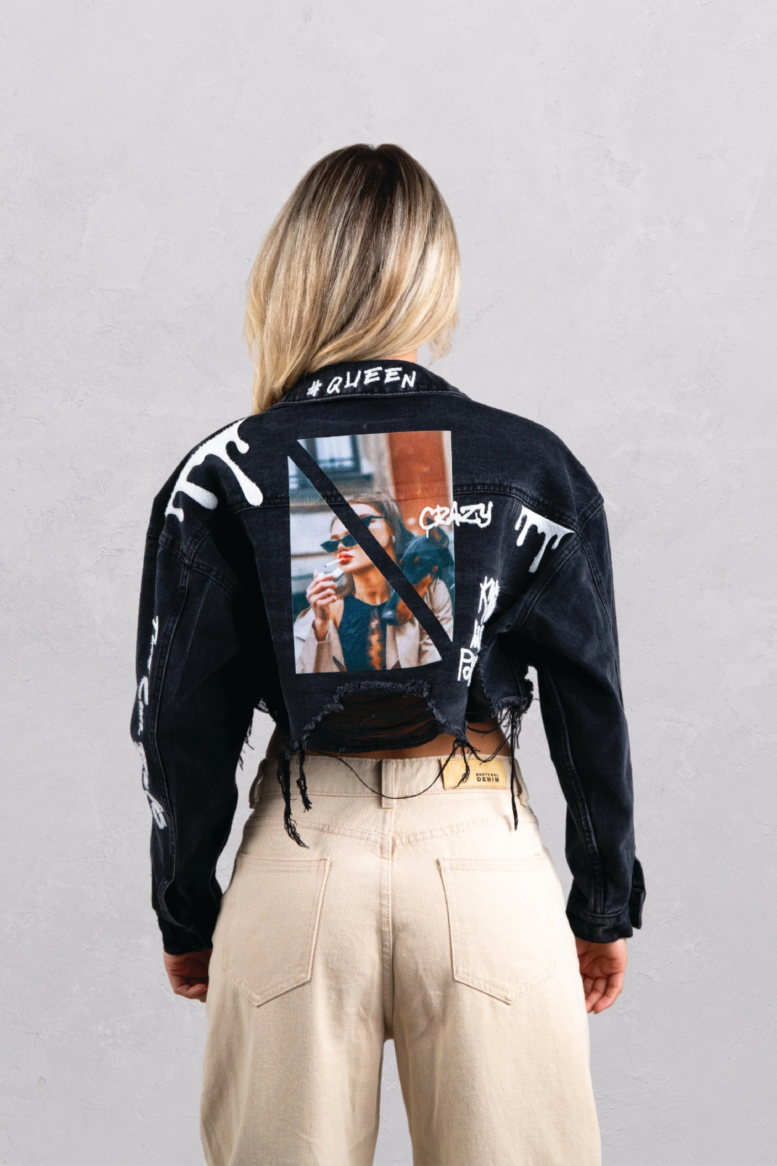 KNOW YOUR POWER Crop Denim Jacket