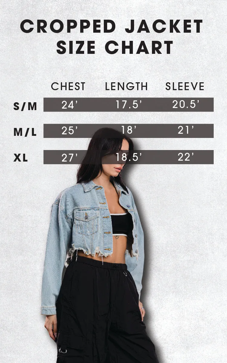 KNOW YOUR POWER Crop Denim Jacket