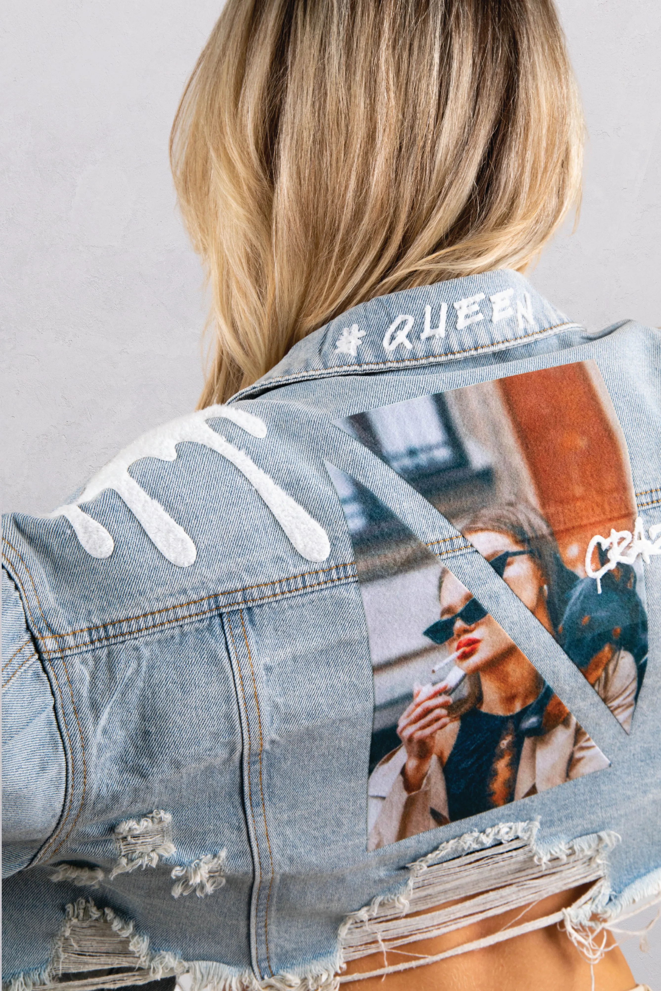 KNOW YOUR POWER Crop Denim Jacket