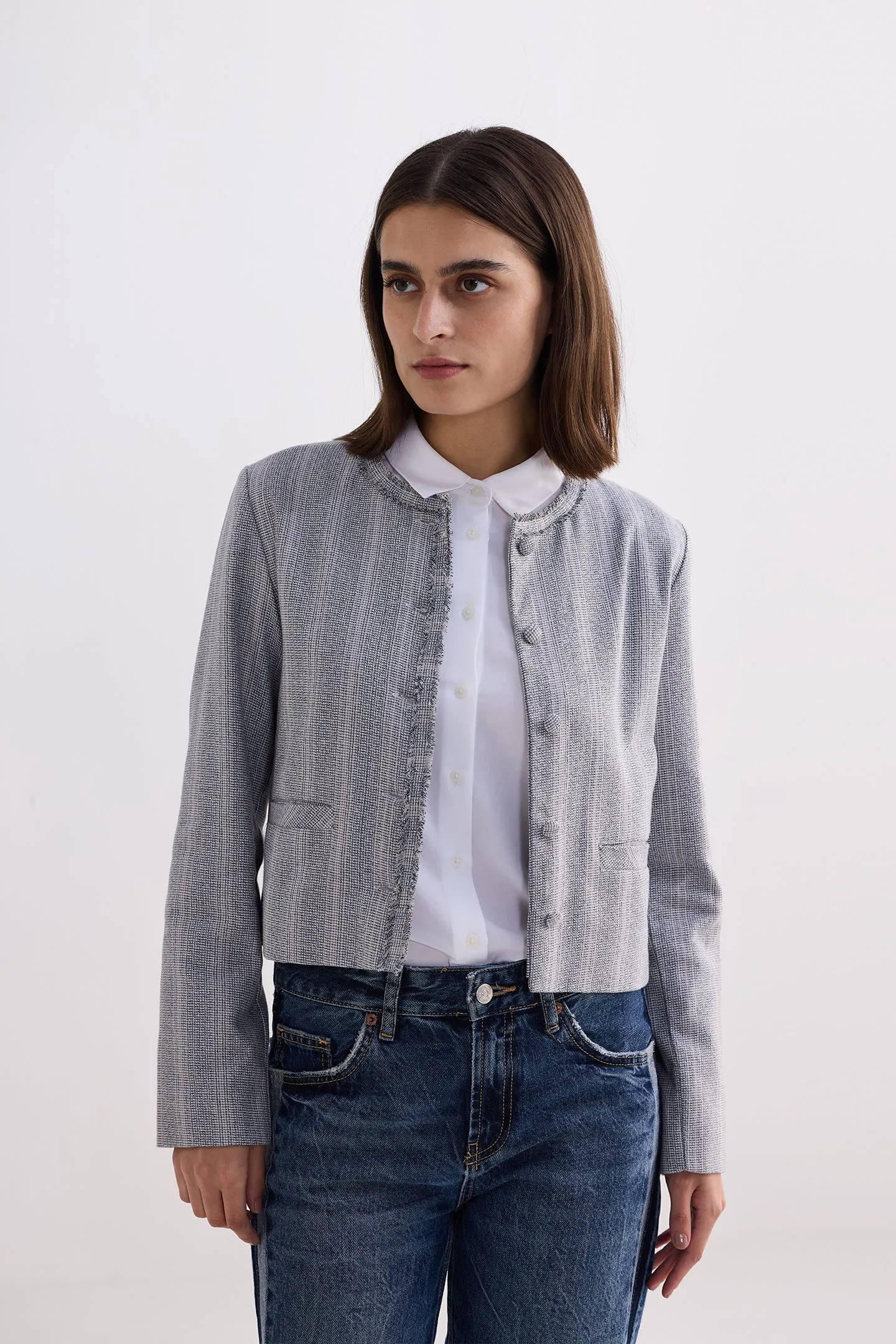 Lady Jacket in Grey Cotton Tweed