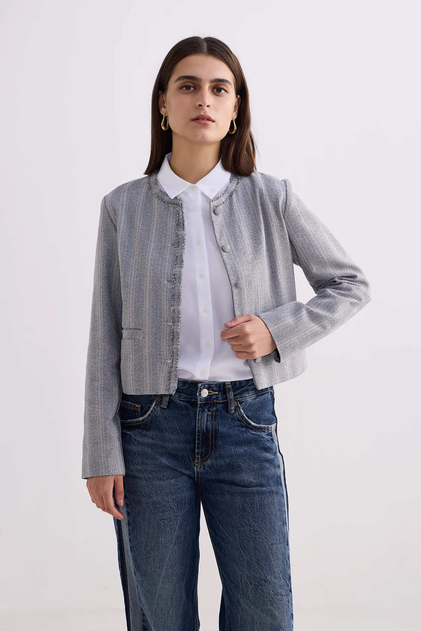 Lady Jacket in Grey Cotton Tweed