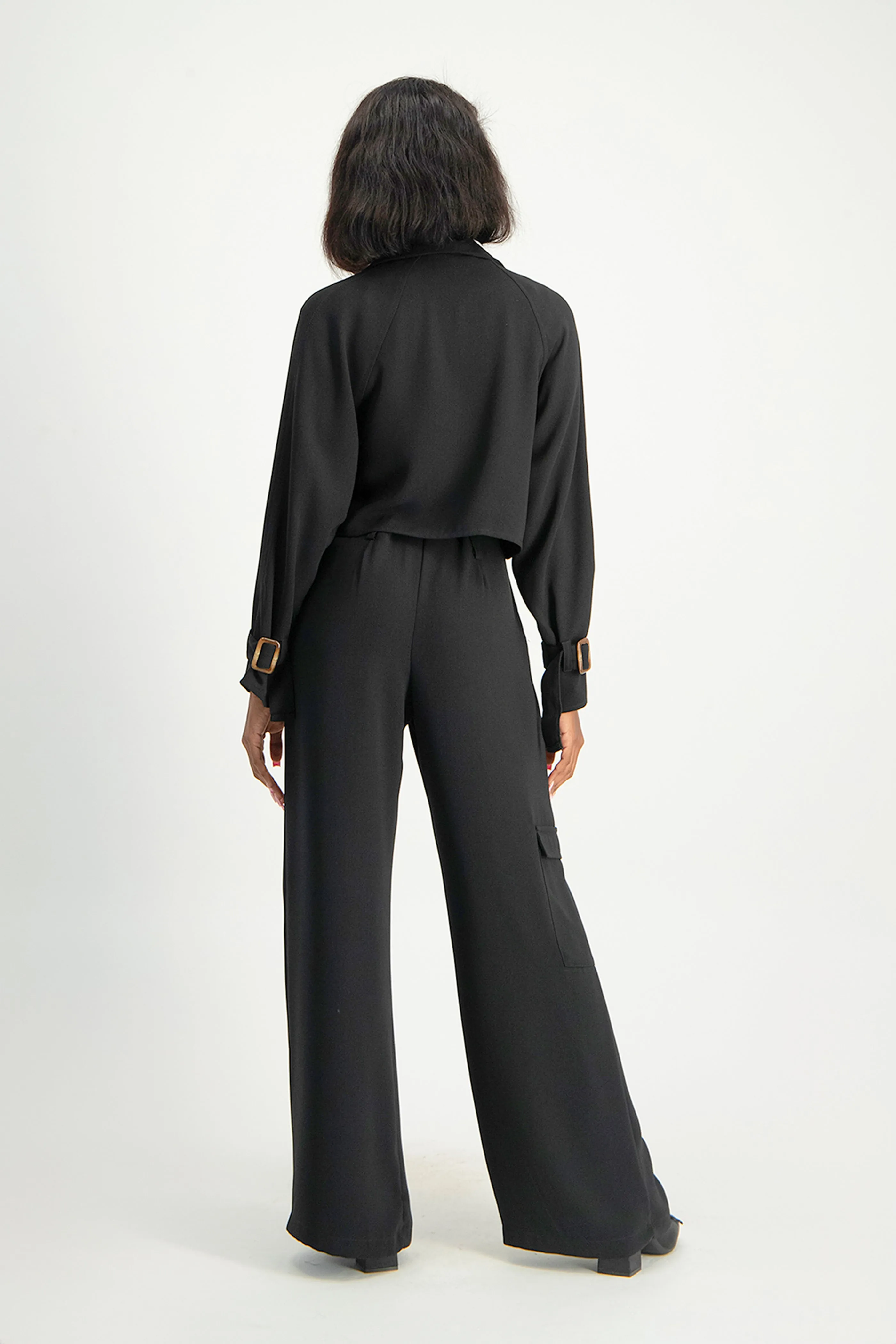 Lana Cropped Suit Jacket - Black