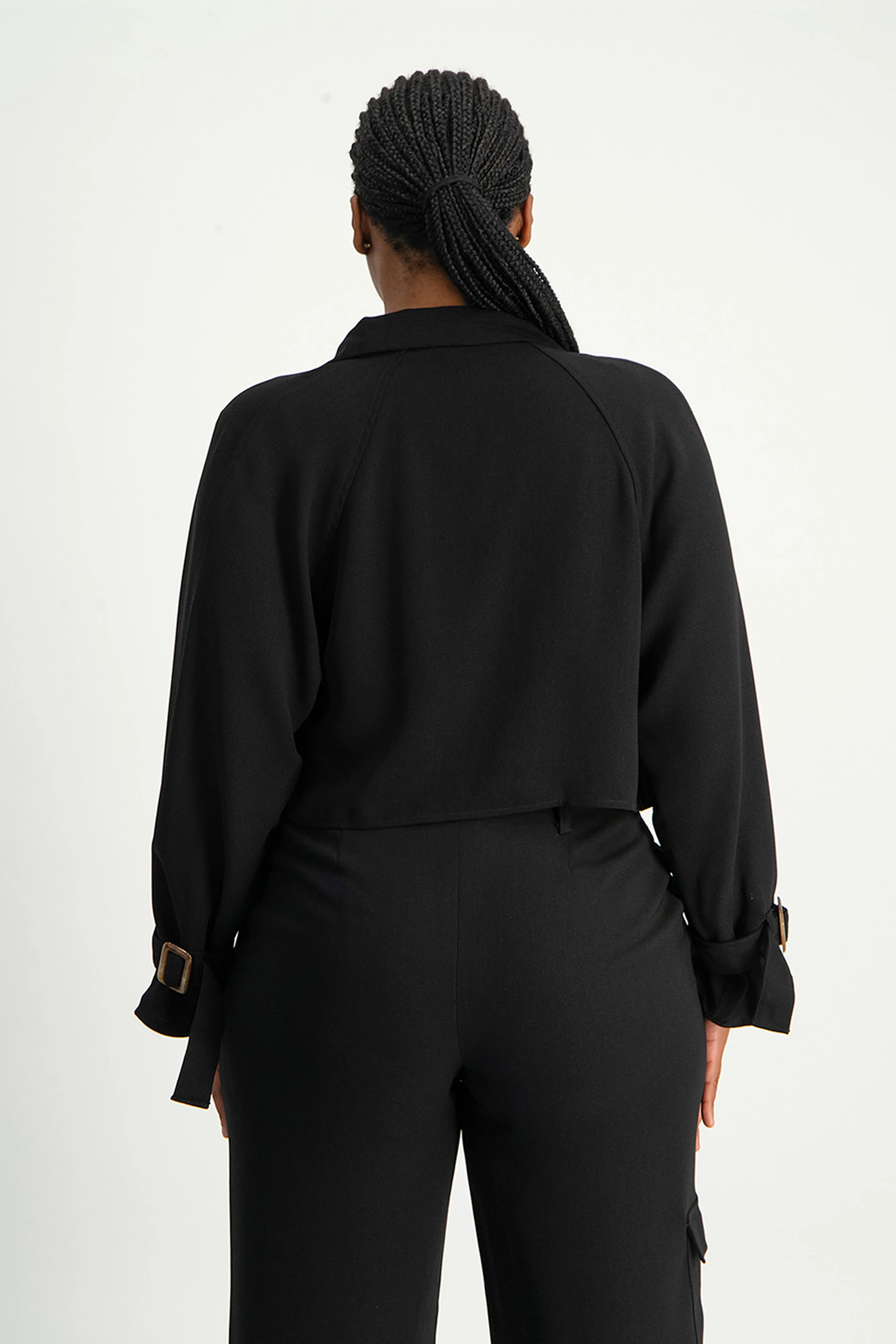 Lana Cropped Suit Jacket - Black