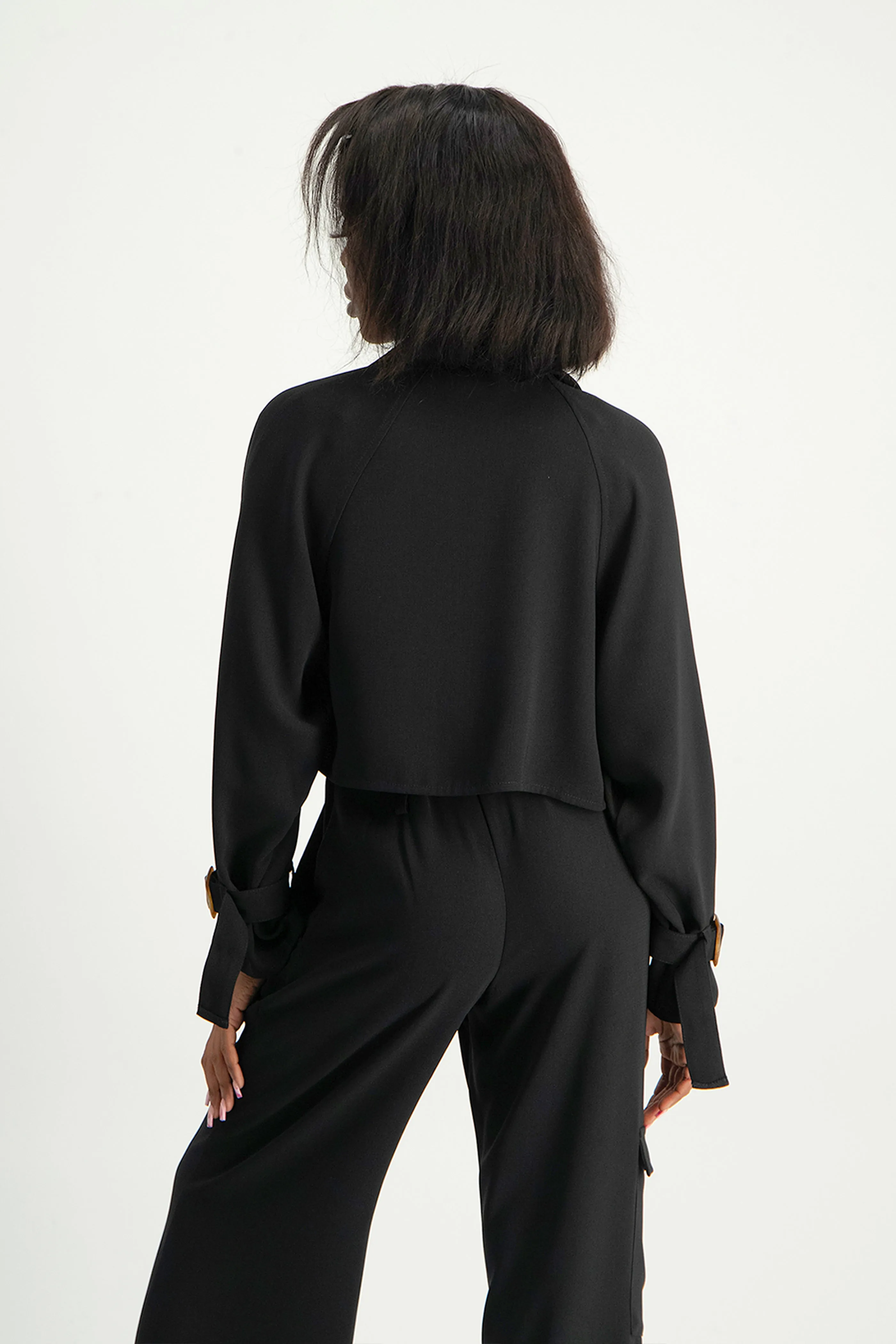 Lana Cropped Suit Jacket - Black