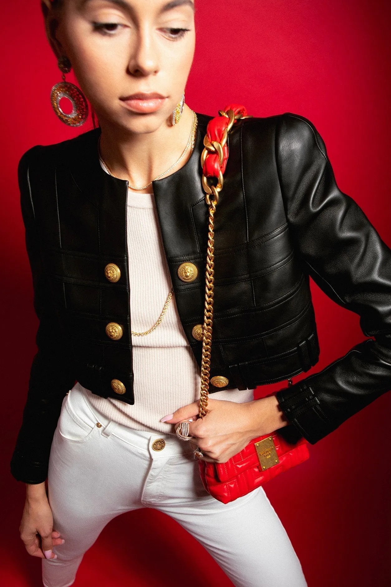 Leather Cropped Jacket