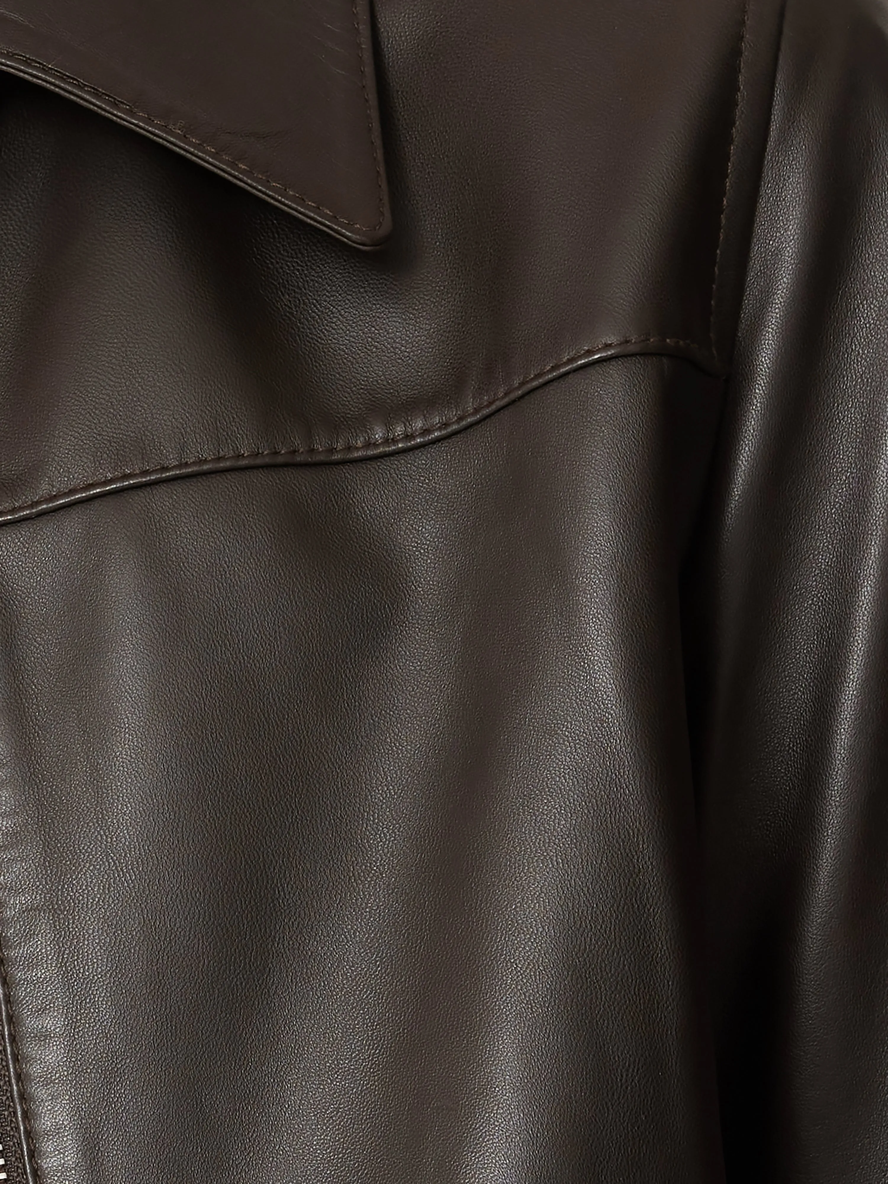 Leather Zip Front Biker | Dark Olive