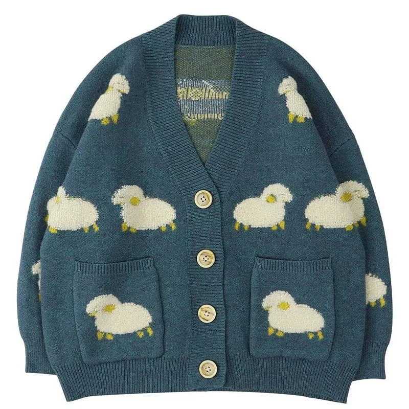 Lemandik Cute Sweater Cardigan Flocked Sheep