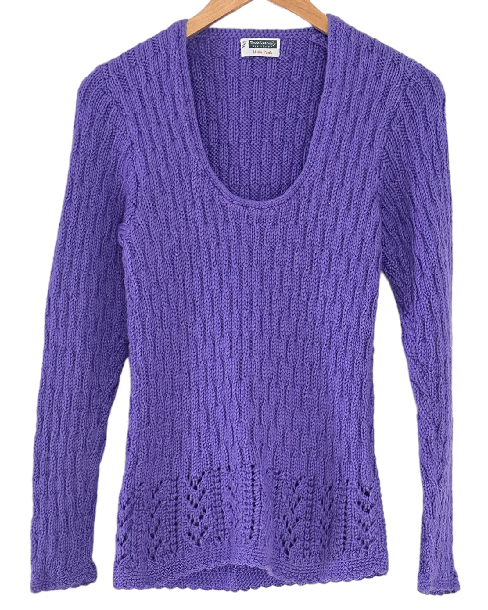 Light Summer Lilac Contrast Knit Scoop-Neck Sweater