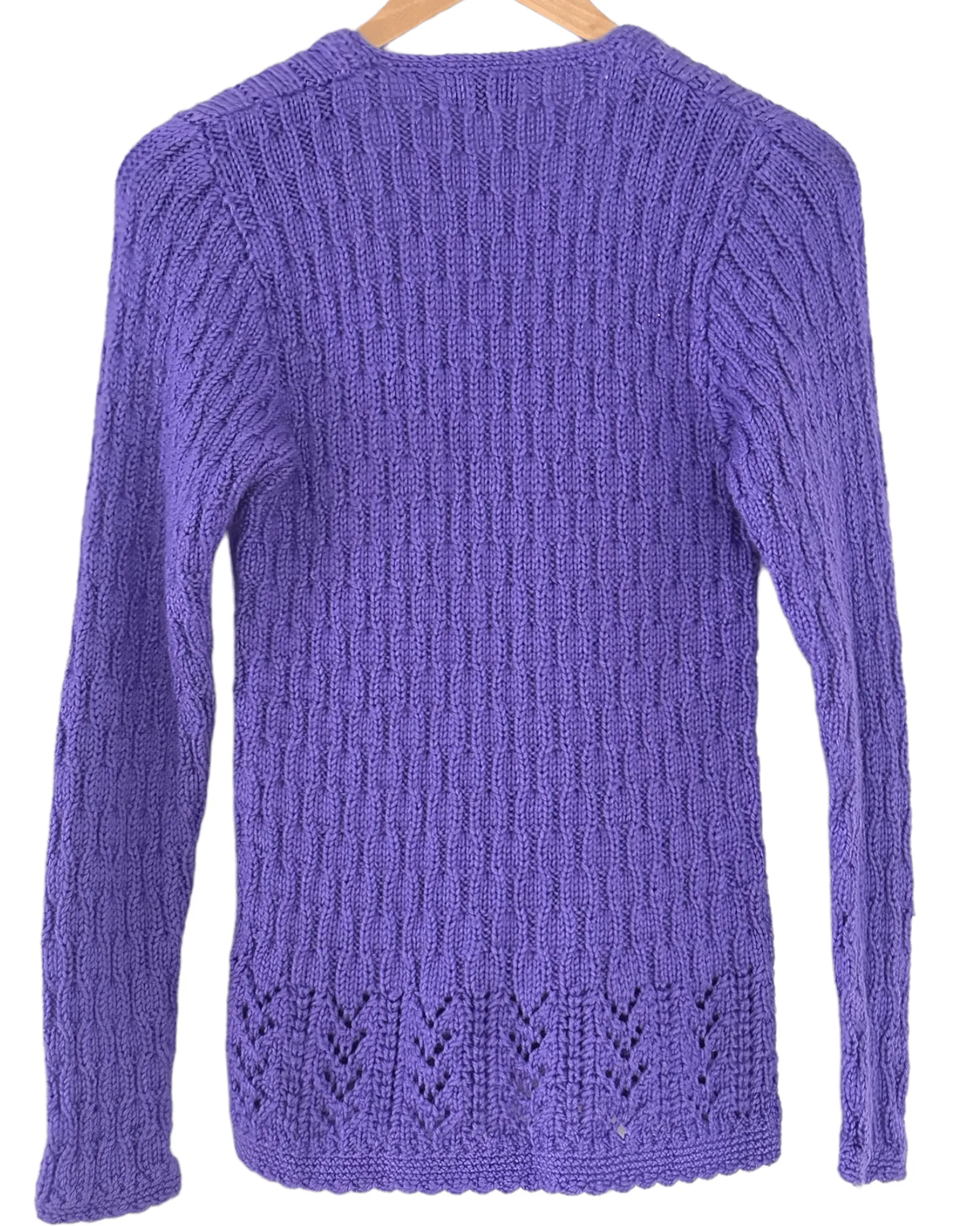 Light Summer Lilac Contrast Knit Scoop-Neck Sweater