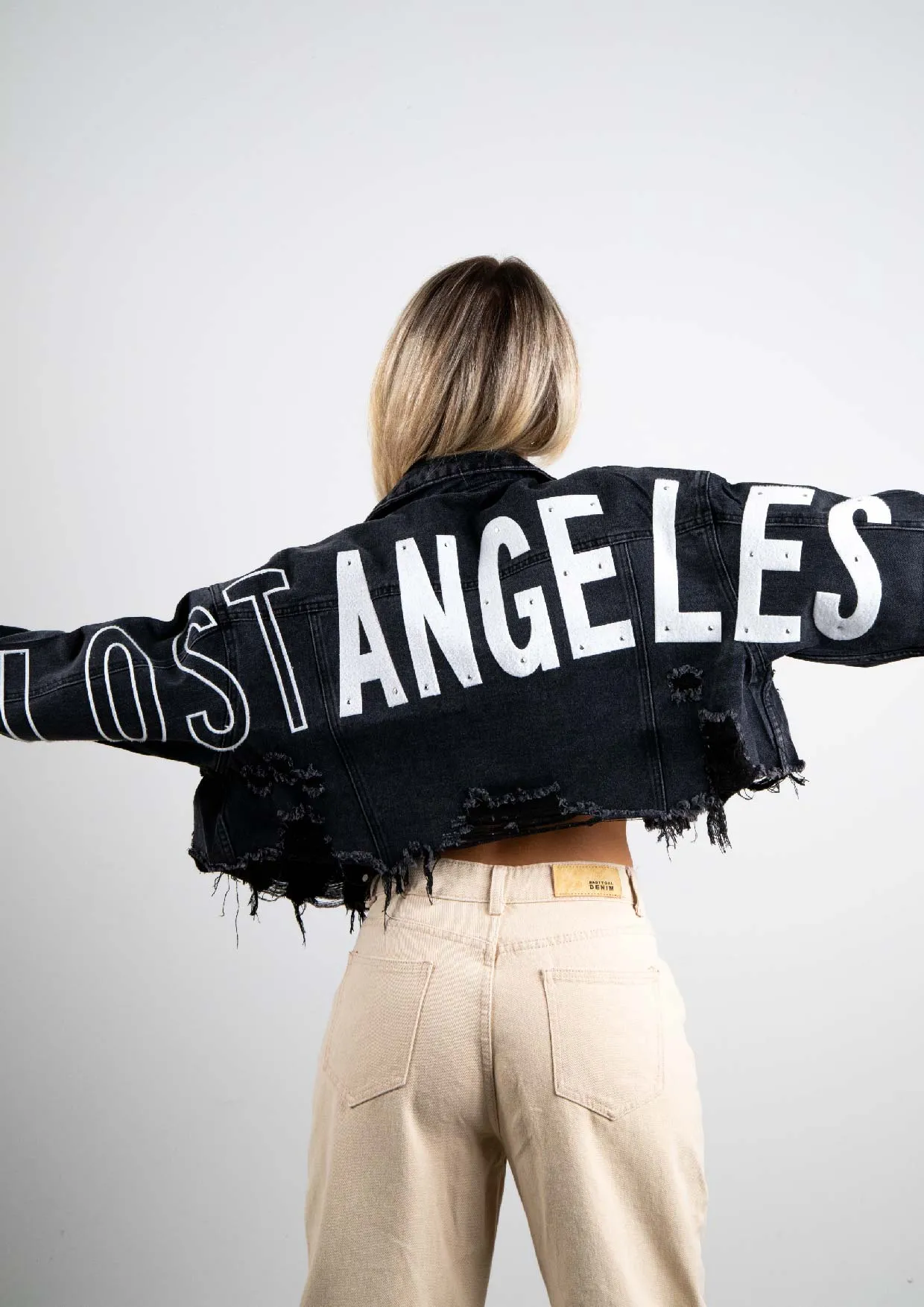 LOST ANGELES Crop Denim Jacket