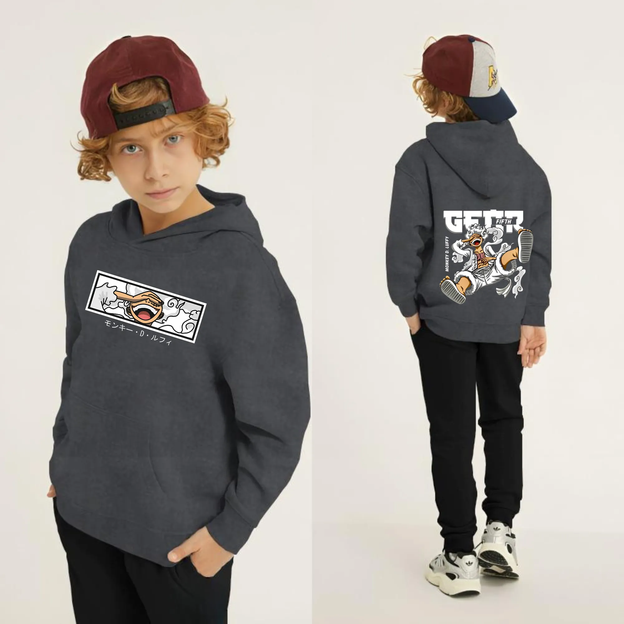 Luffy Gear Printed Kids Hoodie Set