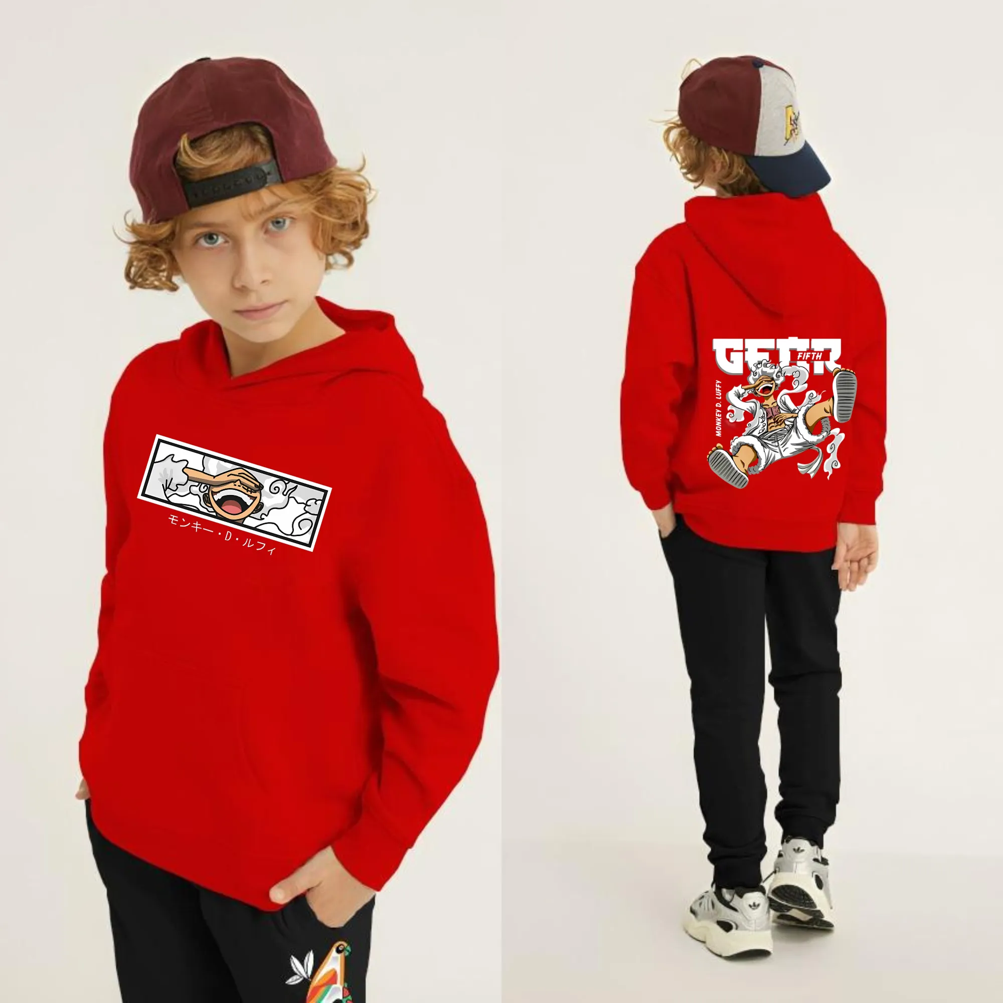 Luffy Gear Printed Kids Hoodie Set