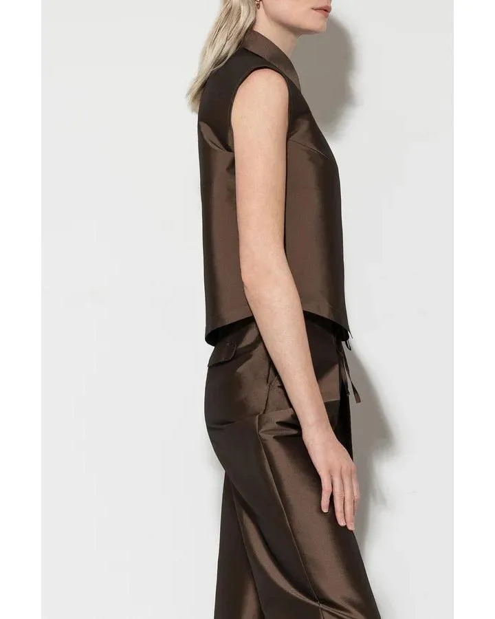 Luisa Cerano Taffeta Sleeveless Shirt Blouse