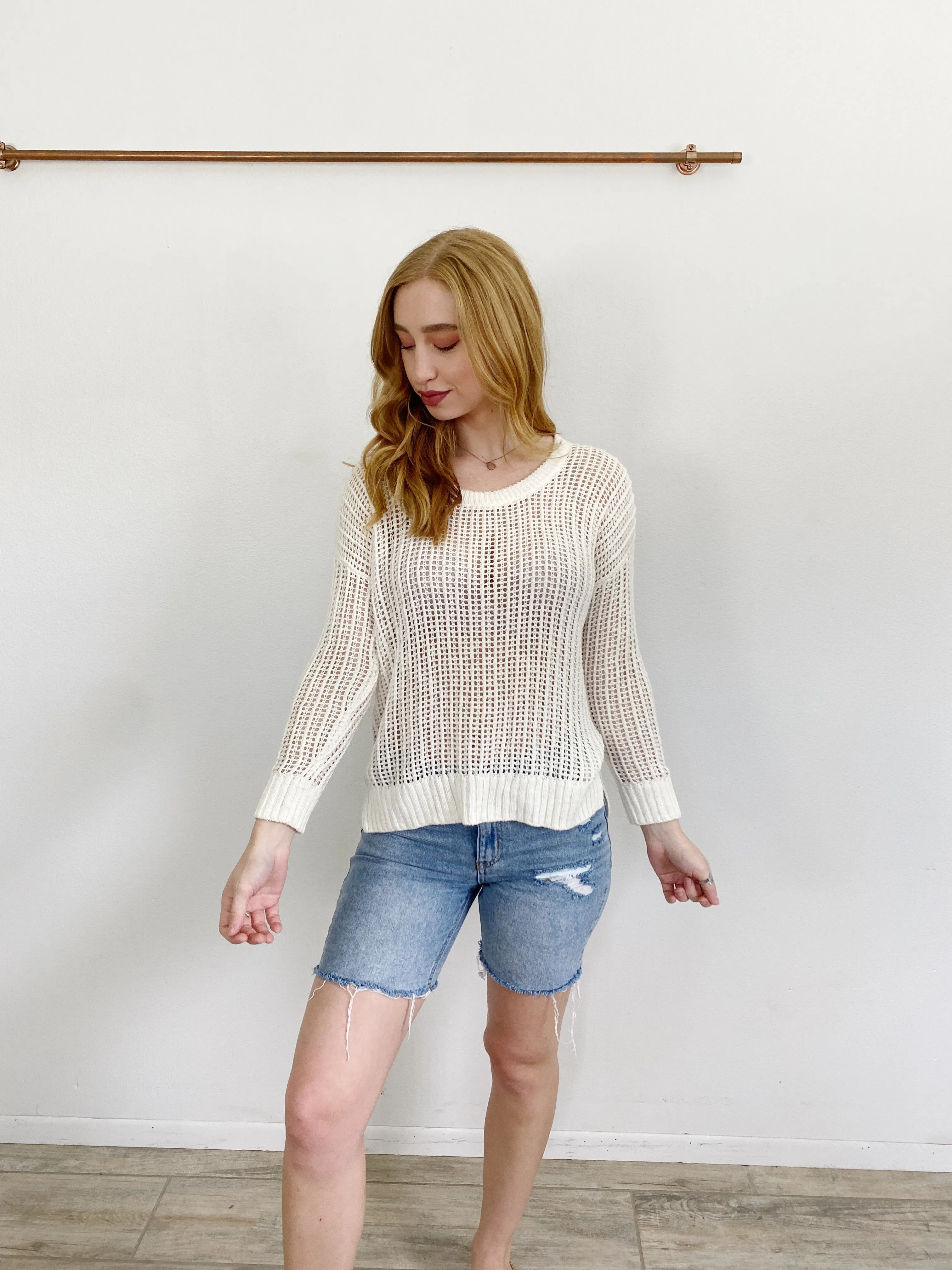 Madewell Knit Cream Cotton Sweater Cover-up Small