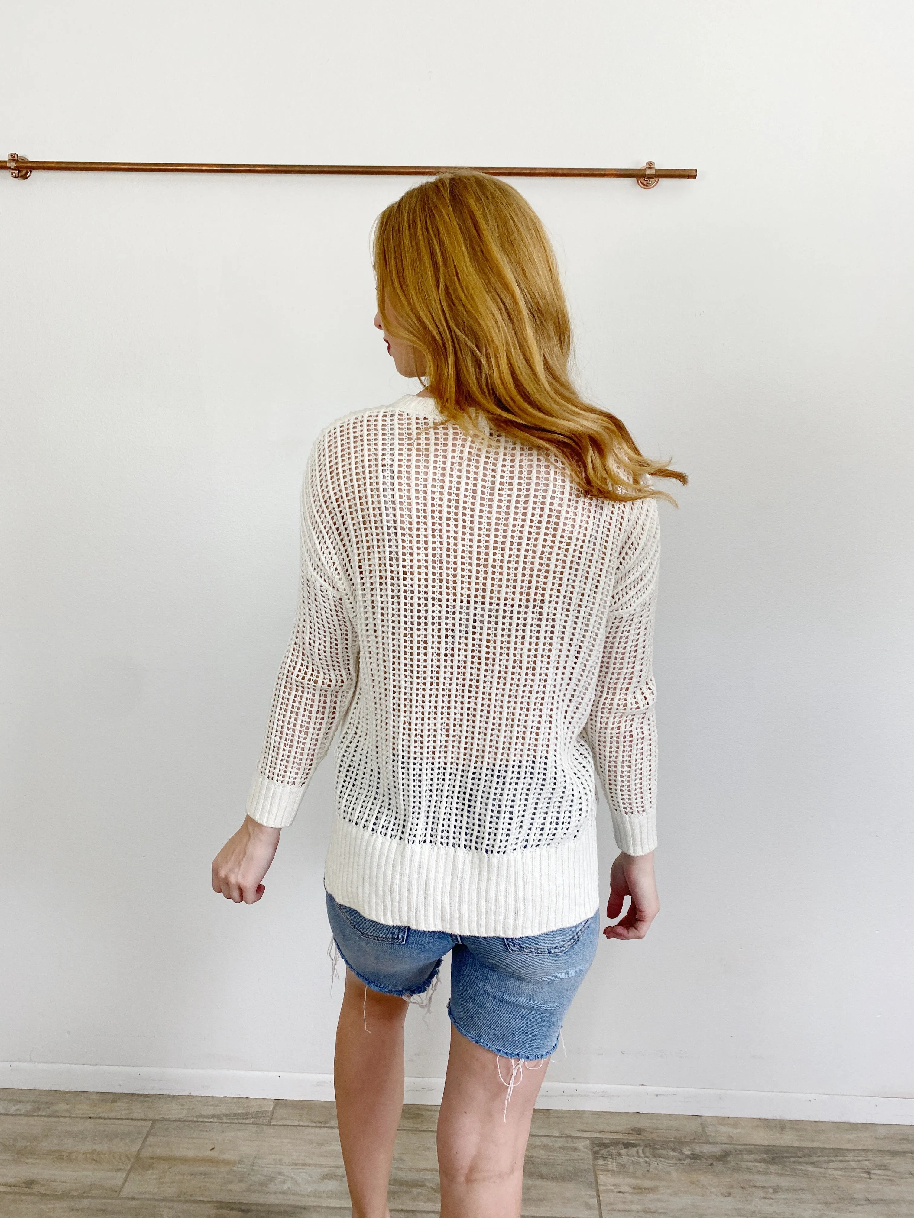 Madewell Knit Cream Cotton Sweater Cover-up Small