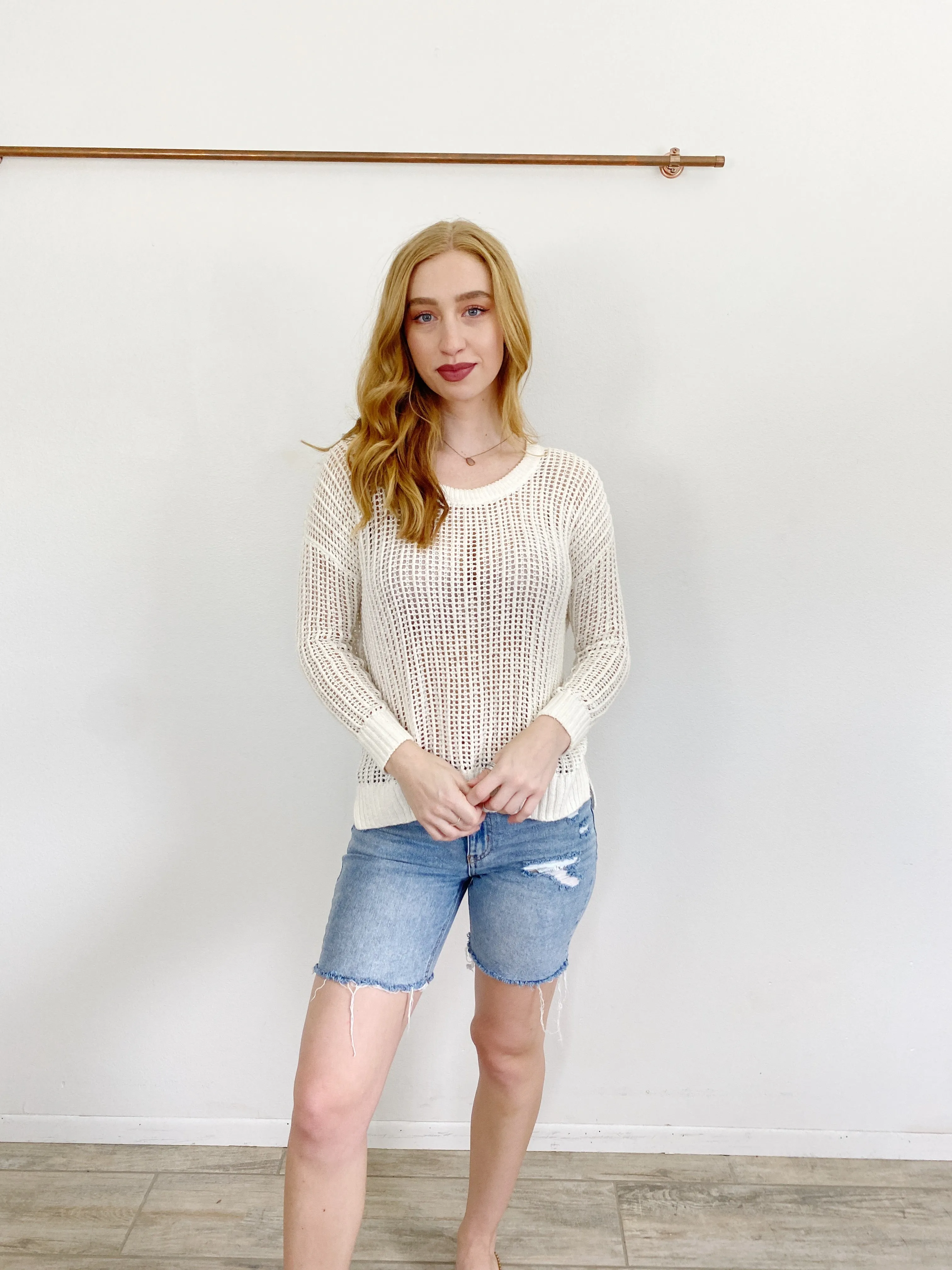 Madewell Knit Cream Cotton Sweater Cover-up Small