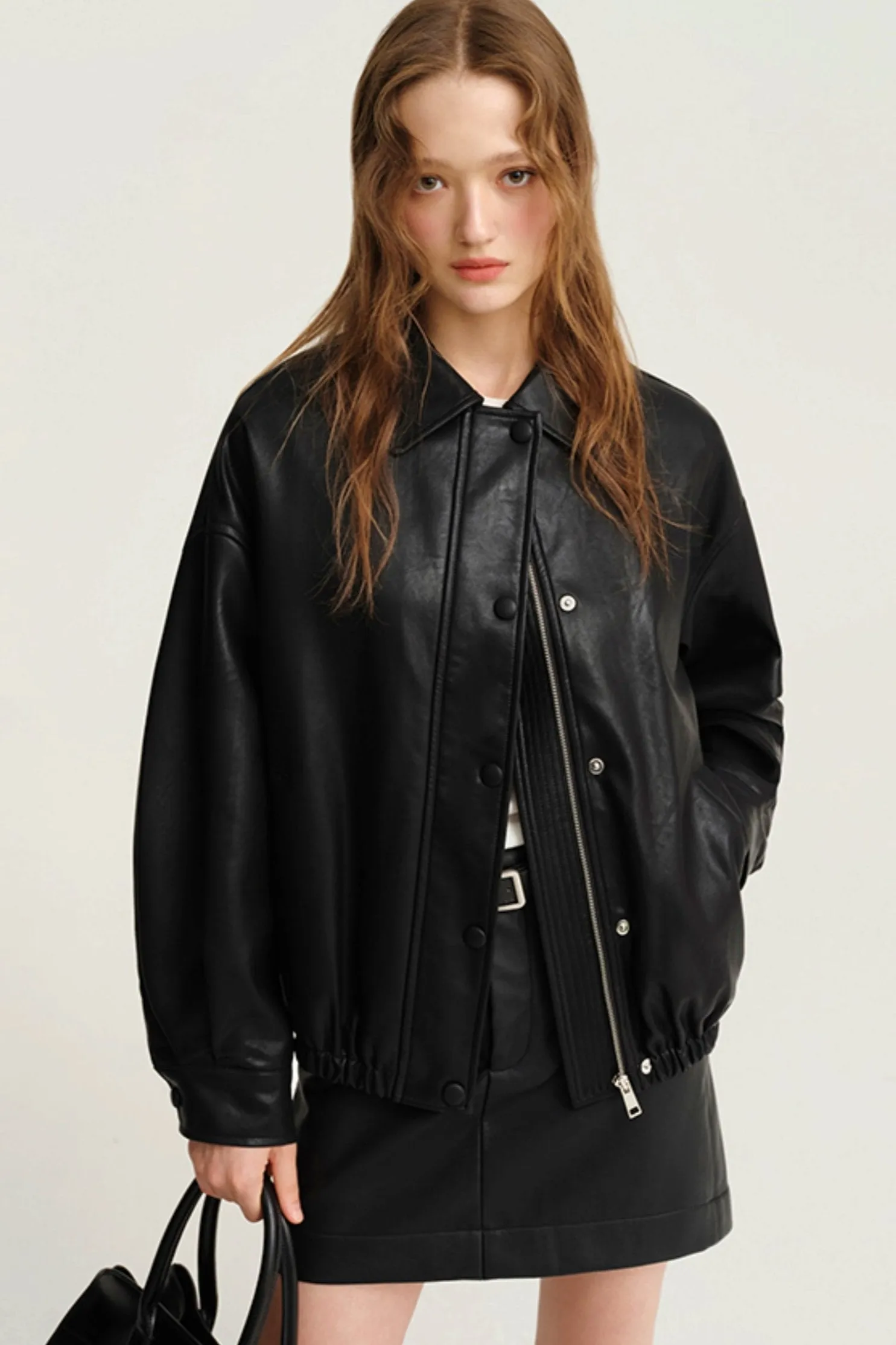 Maillard Cropped Leather Jacket