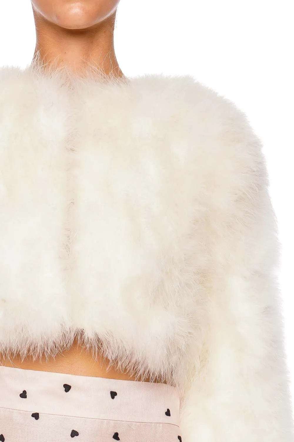 Manhattan Ivory Feather Cropped Jacket