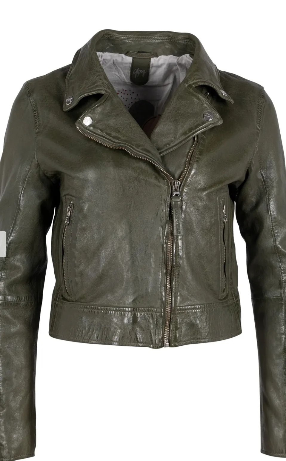 Mauritius Julene Leather Moto Jacket Jade