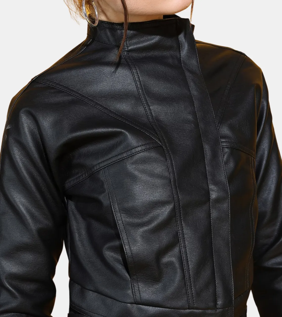 Maven Women's Black Cropped Leather Jacket