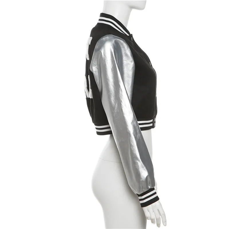 MB FASHION Metallic Sleeve Varsity Jacket 3900LY MIXED WHOLESALE LOT 35 PIECES $7.50 PER PIECE