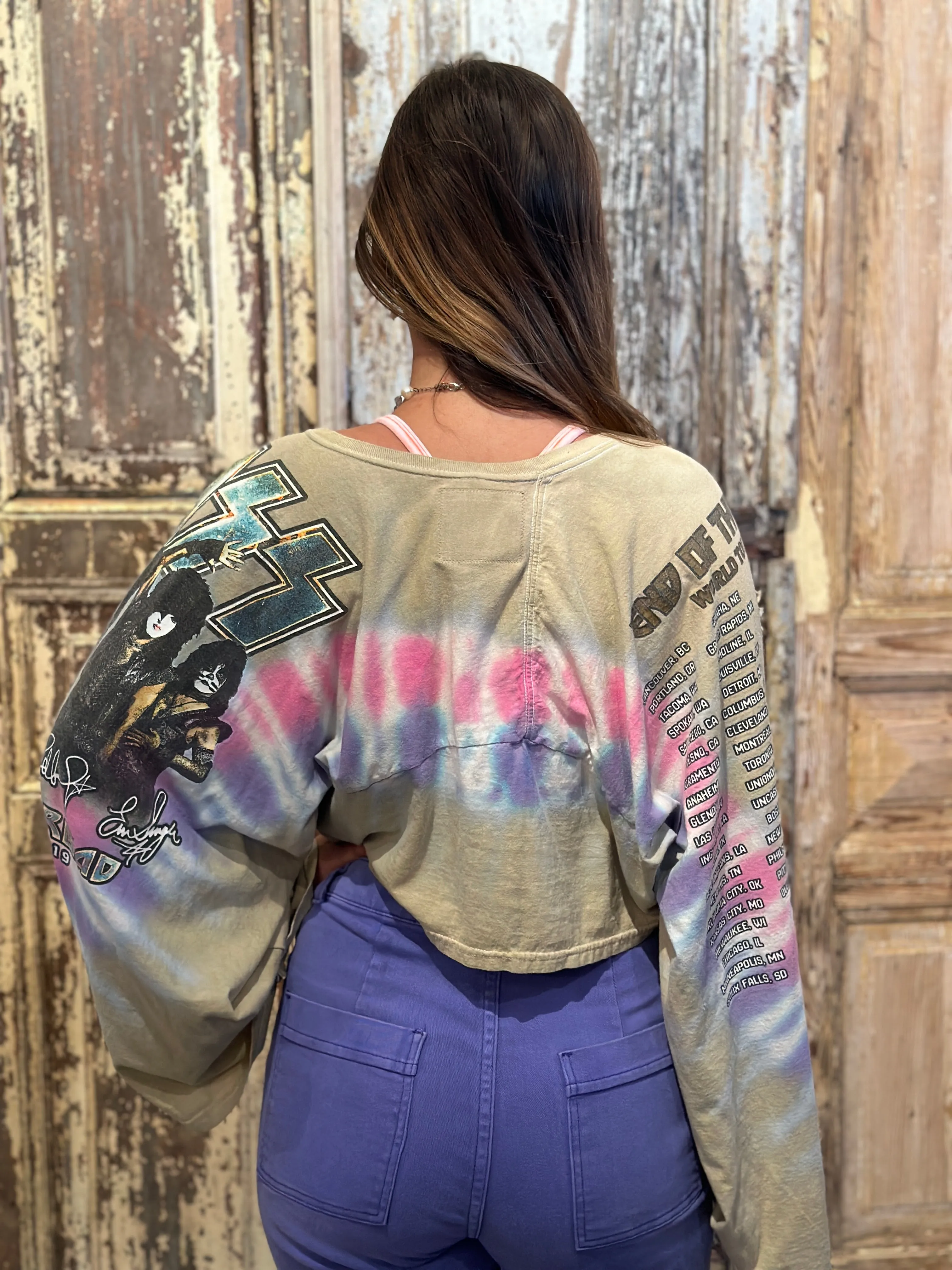 Med/Large Up Cycled Rockband Cropped Jacket