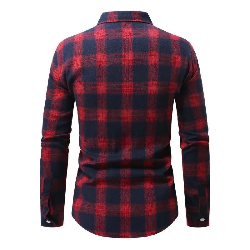 Men's Casual Plaid Long-Sleeved Shirt 14575054Y