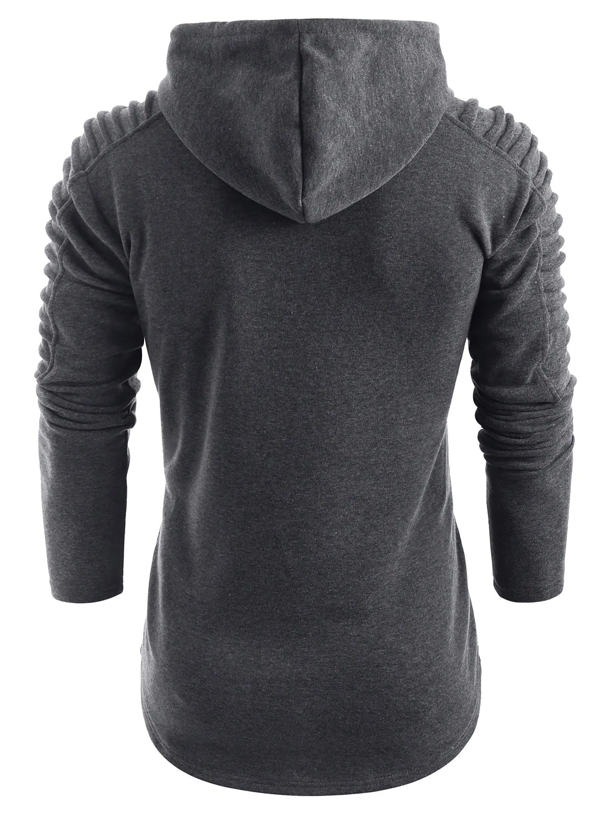 Men's Solid Color Pleated Long Sleeve s Fleece Hoodie