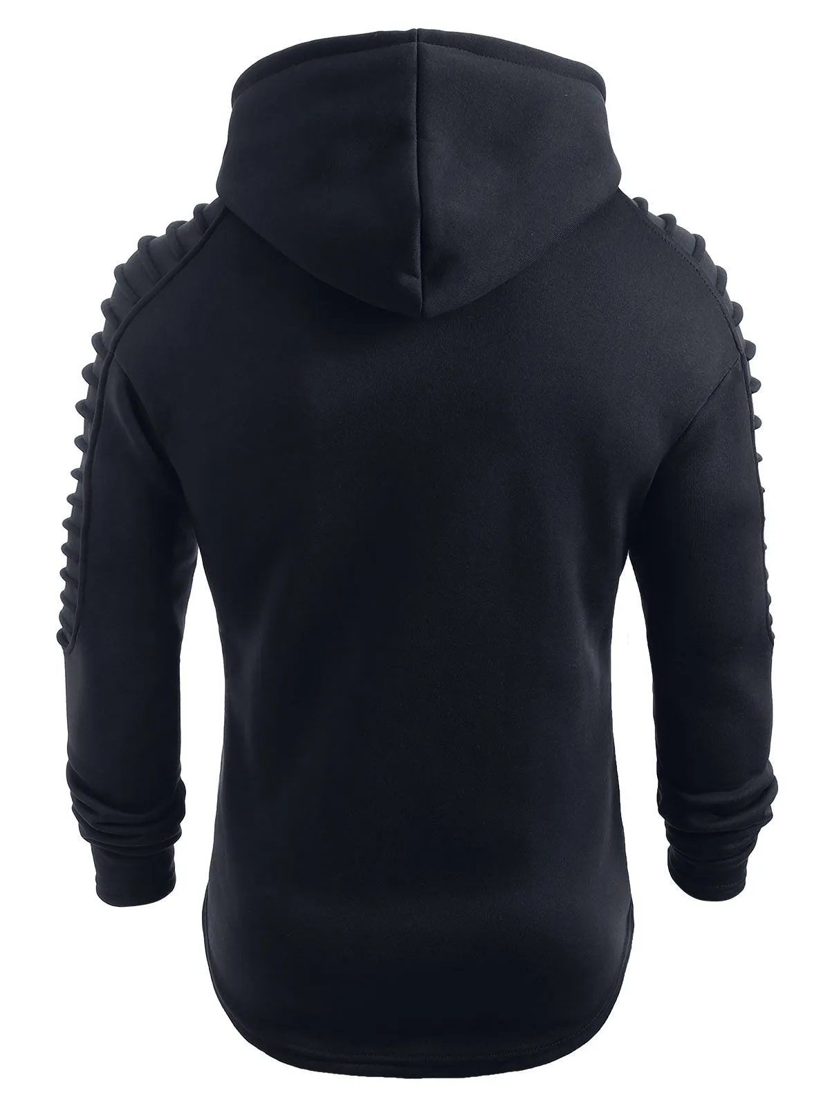 Men's Solid Color Pleated Long Sleeve s Fleece Hoodie