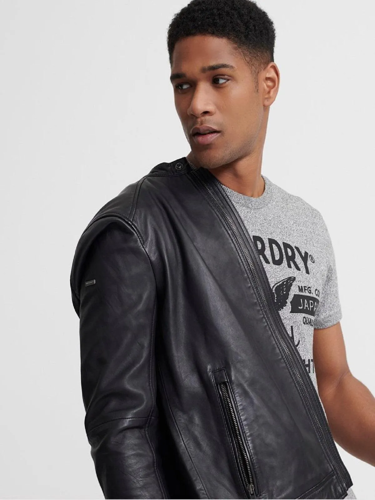 Men's Windproof Leather Jacket - Black