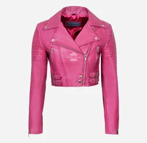 MISSY Women's Leather Cropped Jacket Short Body