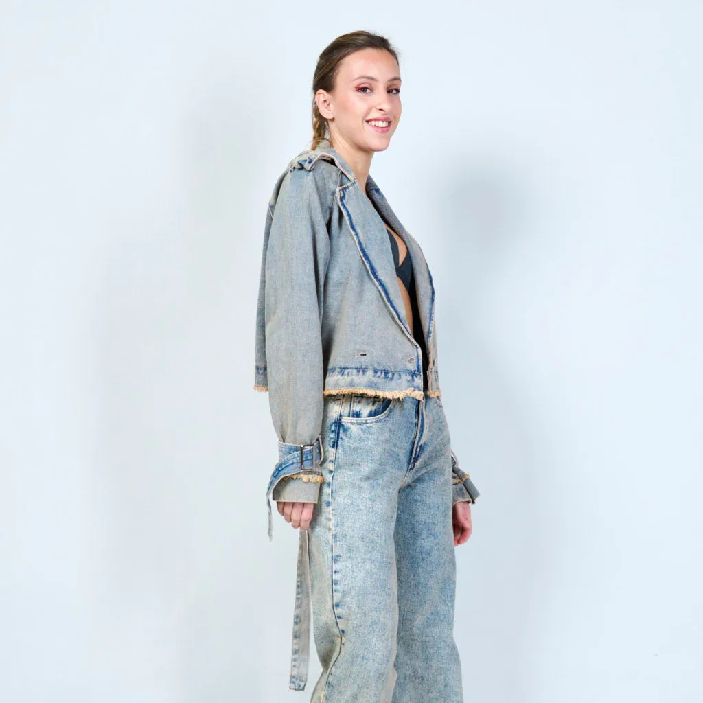 Modern noir denim crop jacket wholesale