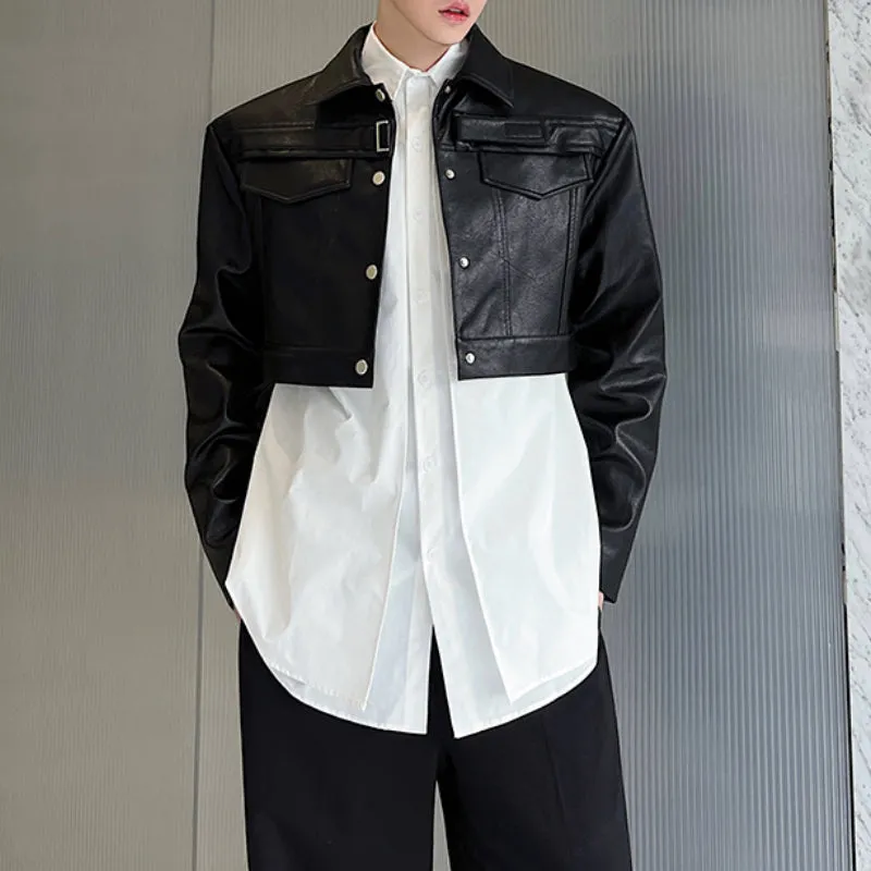 Motorcycle Leather Cropped Jacket