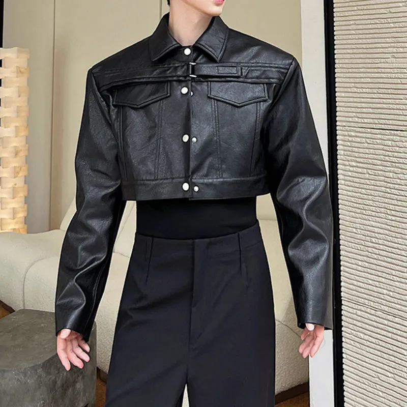 Motorcycle Leather Cropped Jacket