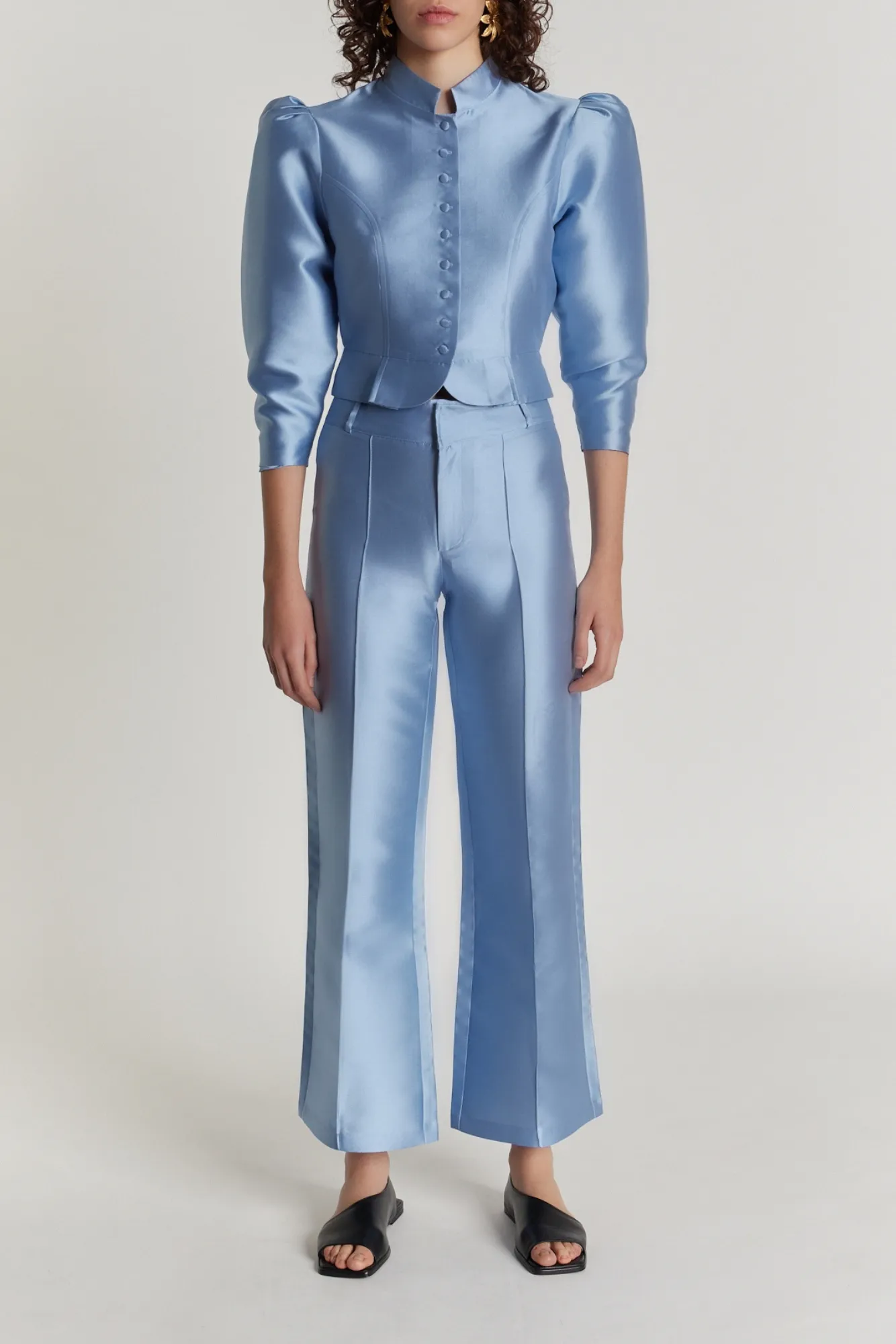 NIAGARA BLUE Satin Puff Sleeve Jacket