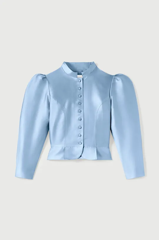 NIAGARA BLUE Satin Puff Sleeve Jacket