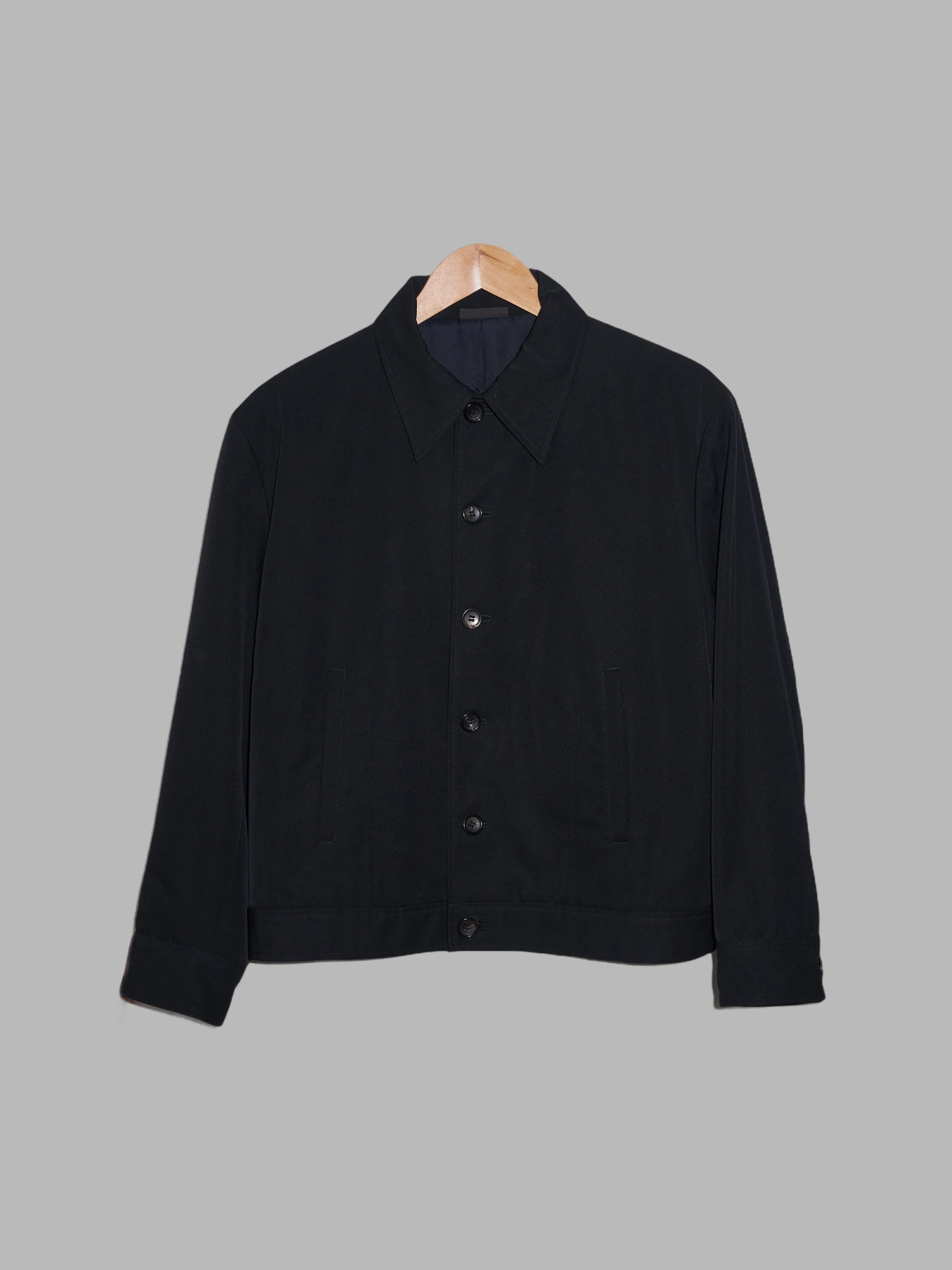 Nigel Curtiss 1990s black wool gabardine cropped work jacket - mens S