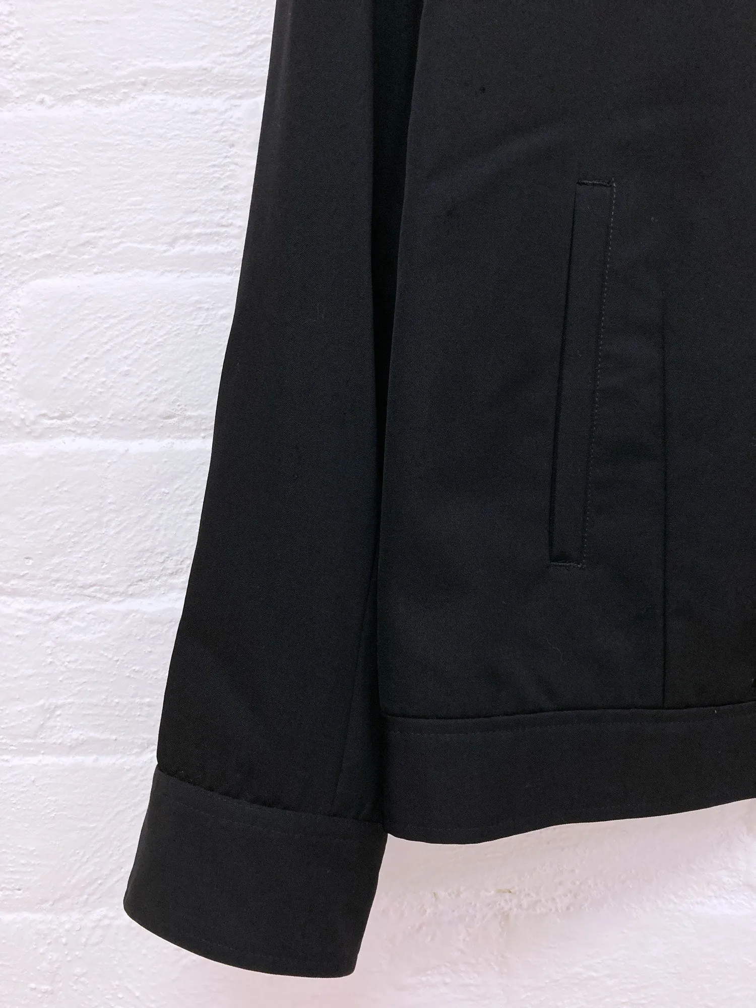 Nigel Curtiss 1990s black wool gabardine cropped work jacket - mens S