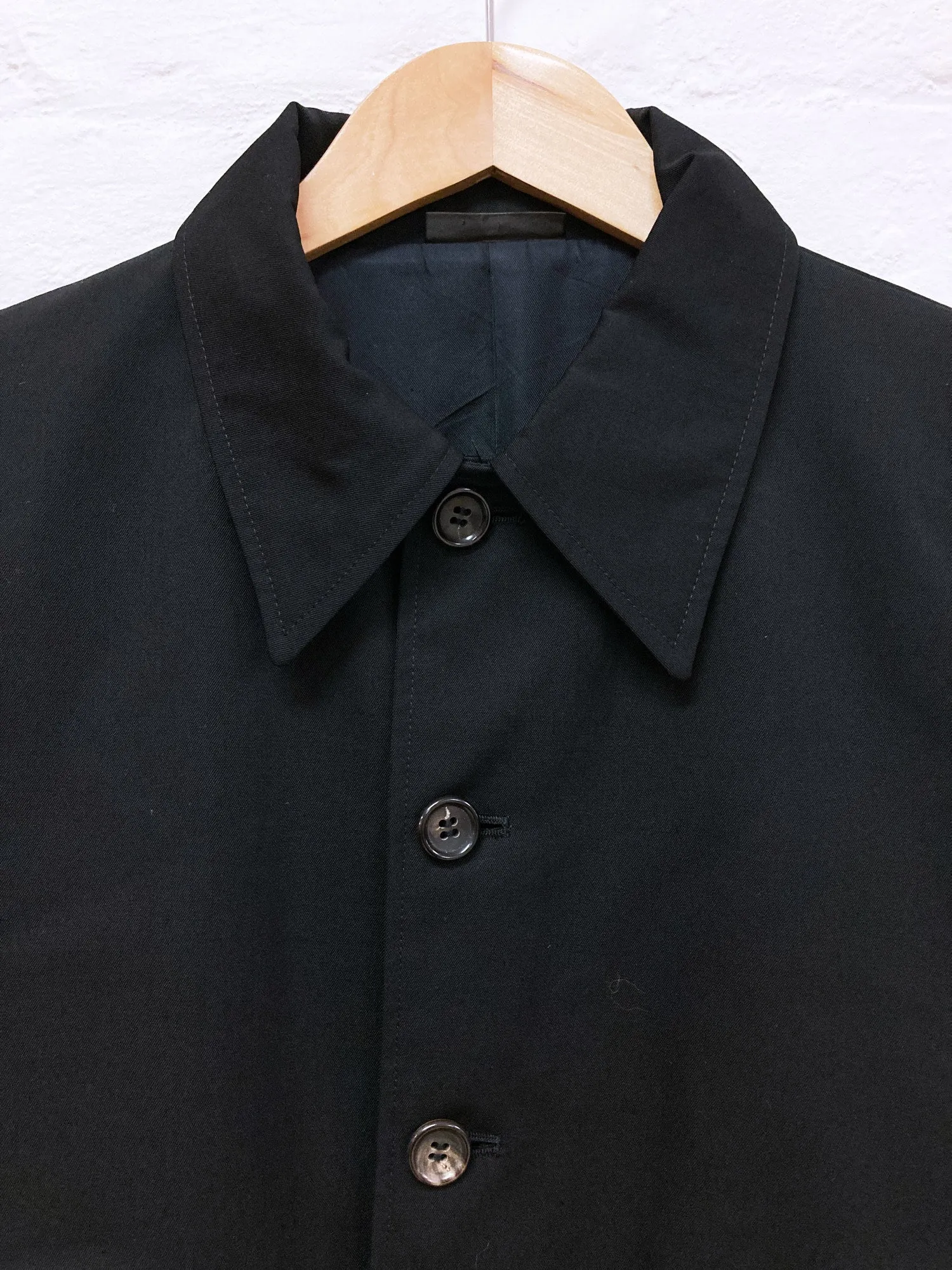 Nigel Curtiss 1990s black wool gabardine cropped work jacket - mens S