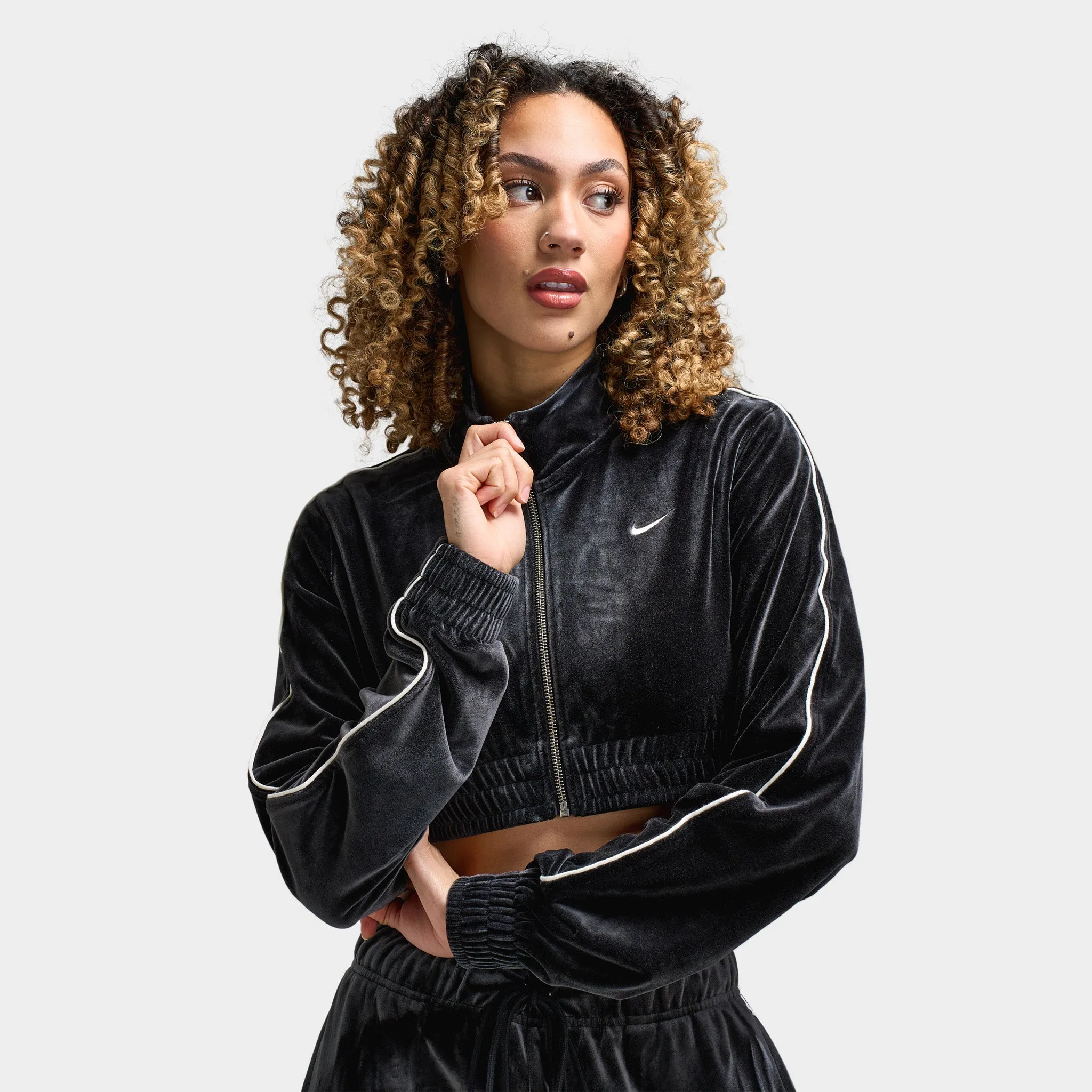 Nike Sportswear Women's Velour Full-Zip Top Black / Sail - Sail