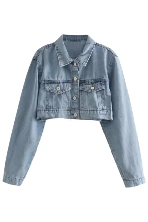 'Olivia' Cropped Denim Jacket