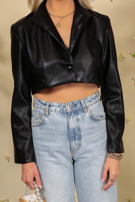 Olivia Faux Leather Crop Jacket