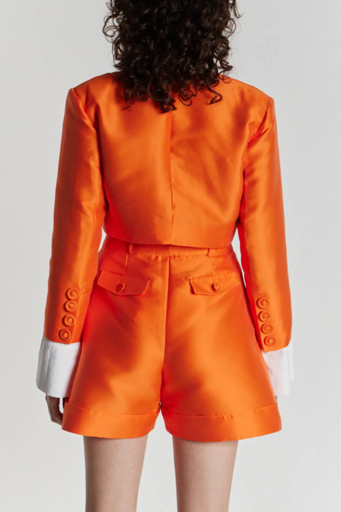 Orange Satin Cropped Jacket