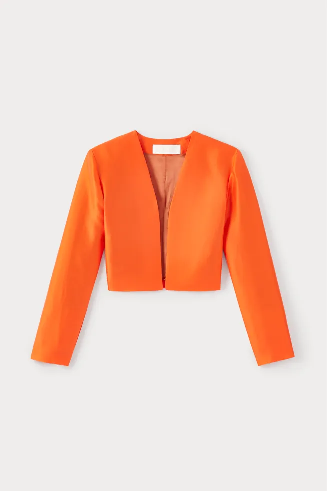 Orange Satin Cropped Jacket