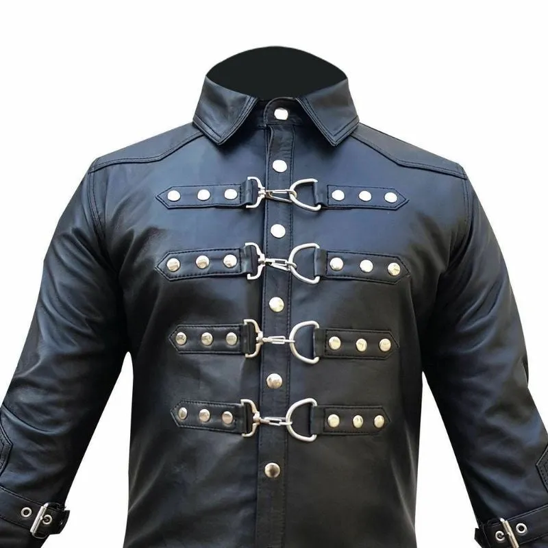 Original Leather Long Sleeves Buckled Shirt